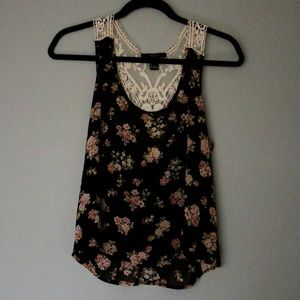 Floral Tank Top with Lace Back